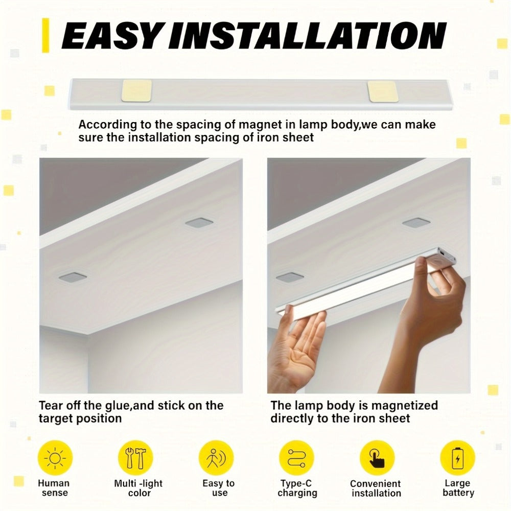LED Motion Sensor Light USB-C Rechargeable 3 Color Temperatures Stepless Dimming Wireless Magnetic Under Cabinet Closet Night Light 1 2 4 Pack 20cm 30cm 40cm 50cm - product image 8