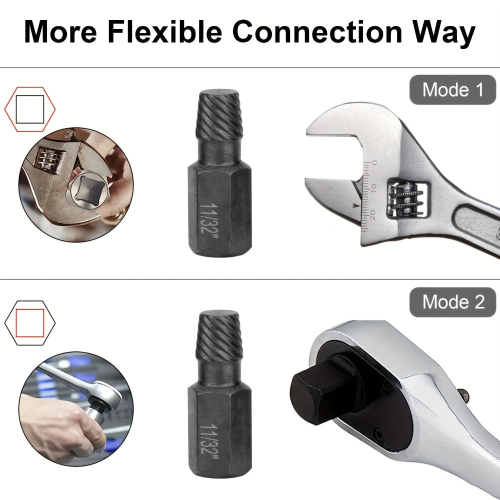 Screw Extractor Set 10pcs, 1/8" to 13/32" Broken Bolt Extractor Kit, Left-Handed Alloy Steel Nut & Stud Remover Tool for Stripped Screws, Bolts, Threaded Pipes & Fittings - product image 5