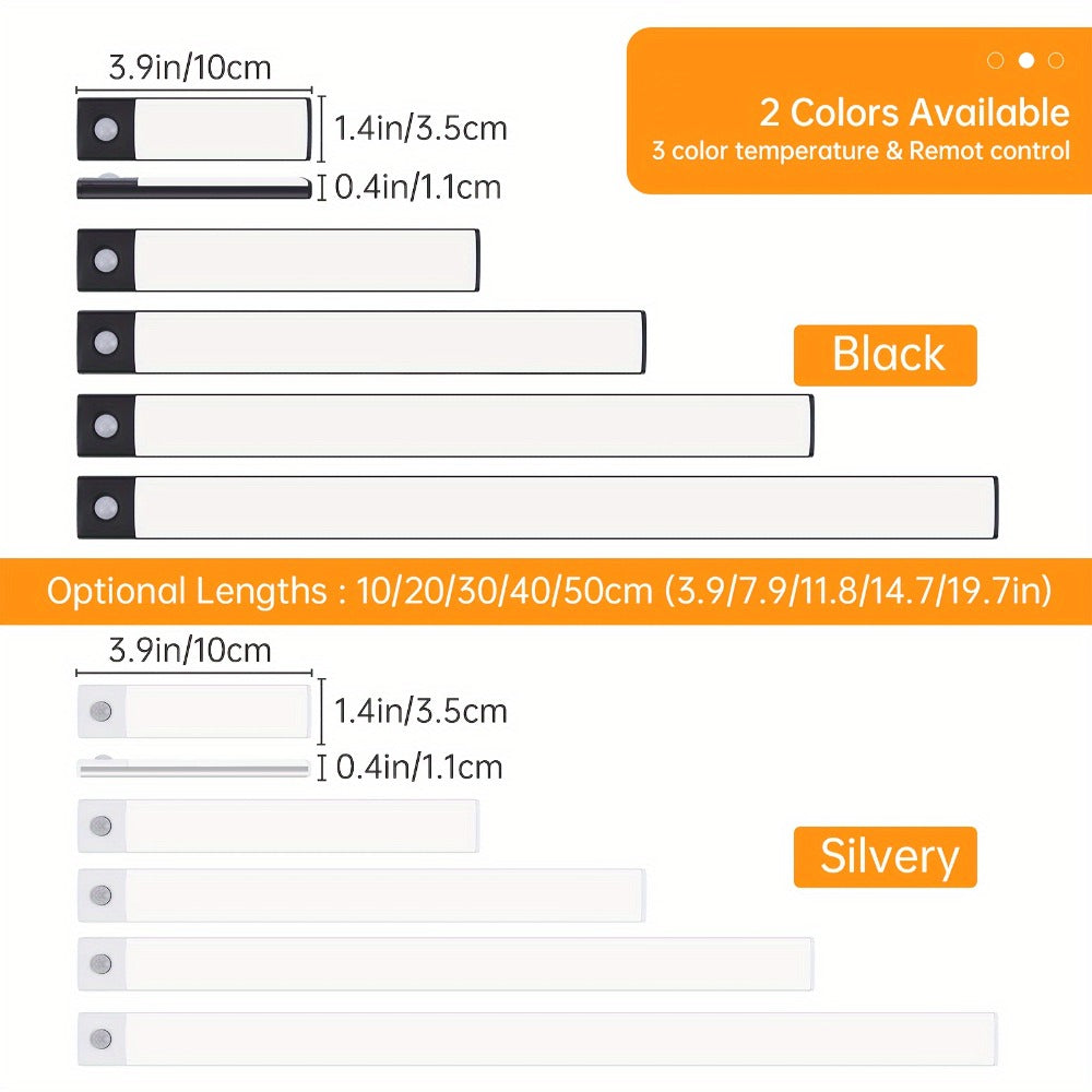 Motion Sensor Cabinet Light LED Under Cabinet Lights USB Rechargeable 3 Color Dimmable with Remote Control Magnetic Wireless Night Light for Kitchen Closet Wardrobe Cupboard Stairs - product image 4