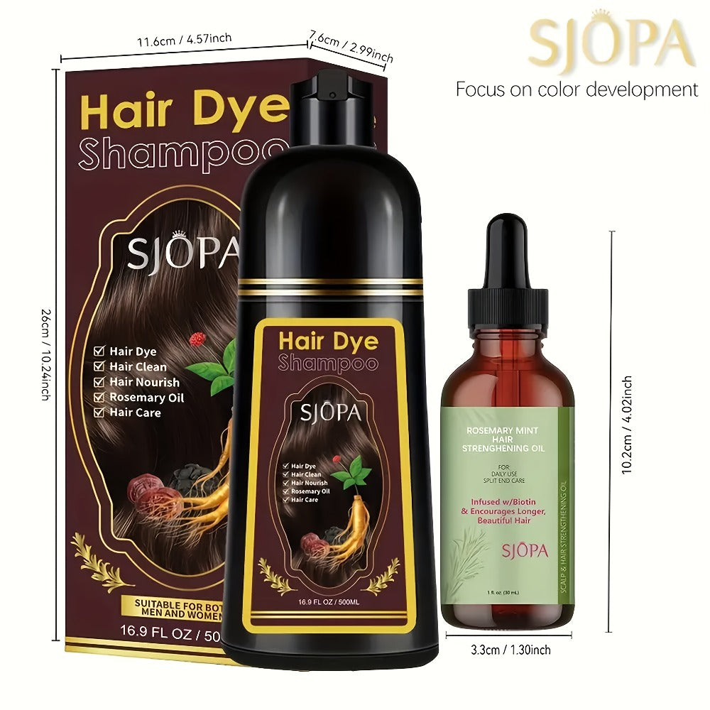 Hair Dye Kit 3-in-1 Color Shampoo with Rosemary Oil 500ml - Natural Safe No Ammonia Quick Coloring Gray Coverage Gentle on Skin Unisex Black Brown Red Purple Silver 12 Shades - product image 6