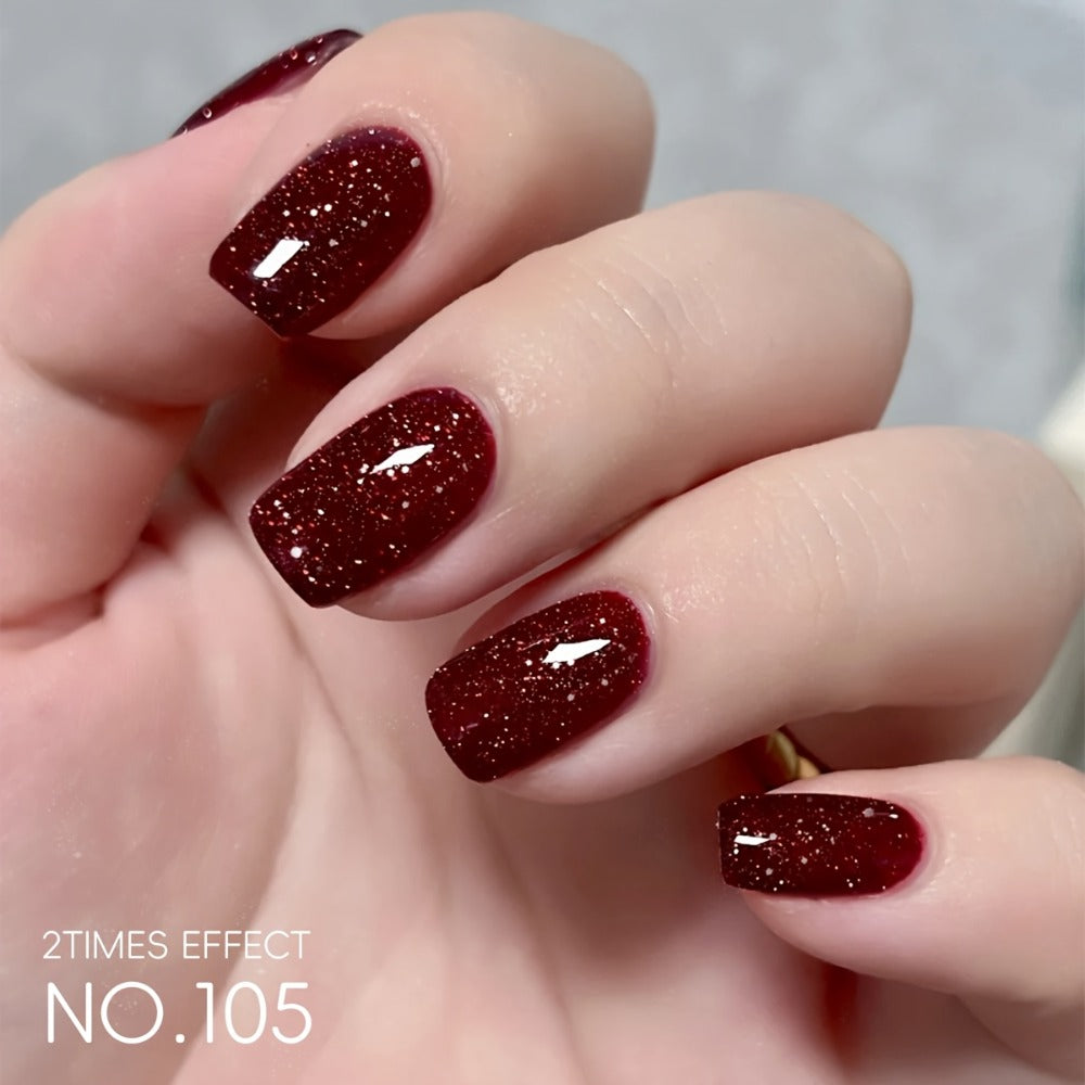 Explosive Glitter Gel Nail Polish 2pcs Shattered Flash Silvery Red – High Saturation Sparkle Long-Lasting Gel in Gilt Bottle, Christmas Holiday Salon Manicure Nail Art Gift for Wom - product image 8