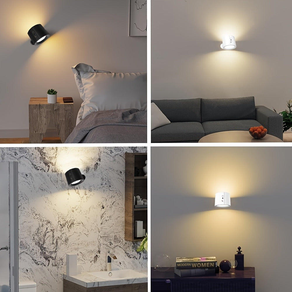 USB Rechargeable LED Wall Light 2 Pack – 360° Rotating Magnetic Ball Touch Control Reading Lamp with 3 Color Temps – Wireless Wall Mounted or Desktop Light for Bedroom Living Room - product image 6