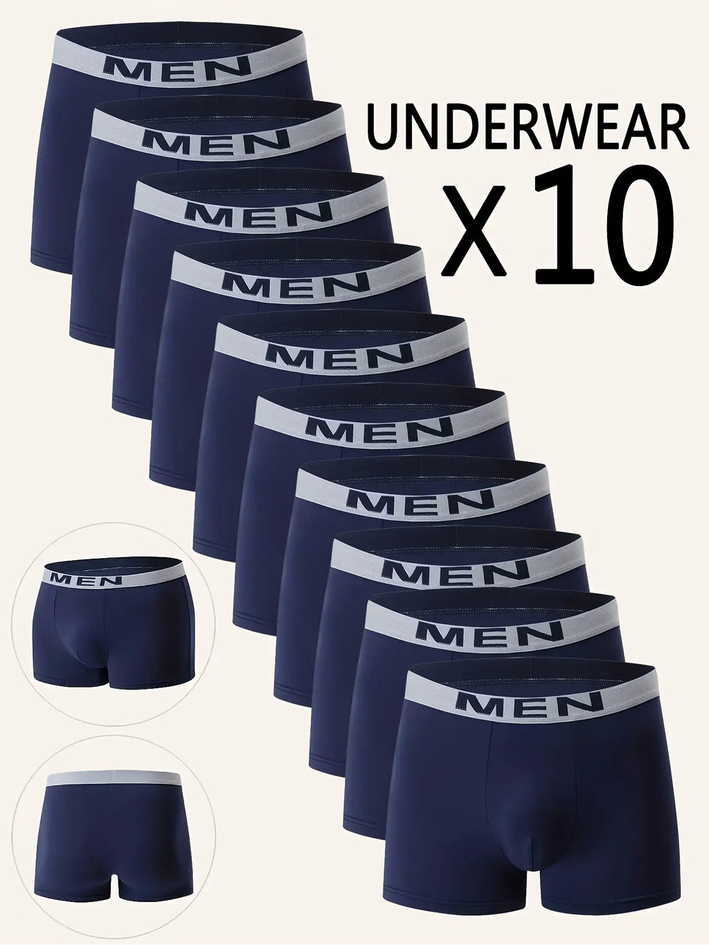 Random10pcs Men's Cool Boxer Briefs, Men's Letter[Man] Waistband Design, Breathable Comfortable Boxer Shorts, Elastic Sports Shorts, Men's Casual Underwear - product image