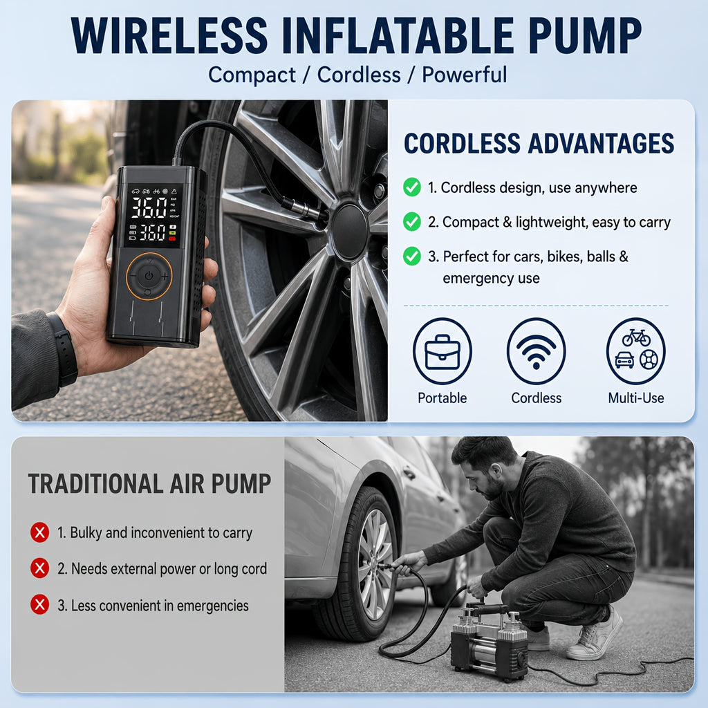 Portable Tire Inflator with Digital Pressure Gauge, Portable Air Compressor, 150PSI/210 PSI, 22 Cylinders, Built-In 12V Car Emergency Jump Starter and Battery - product image 11