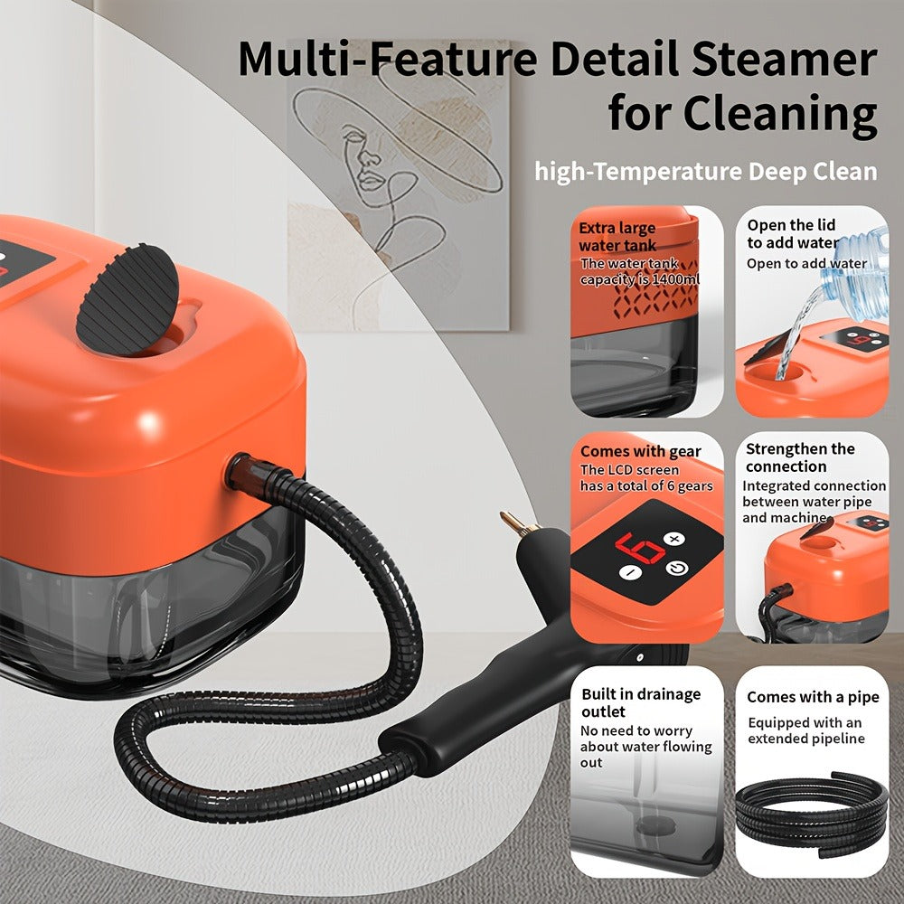 Handheld Steam Cleaner High Pressure 9-Gear Adjustment & LCD Display, 1200ml Water Tank, Portable High-Temp Steamer for Kitchen Carpet Sofa Grout Tile - product image 9