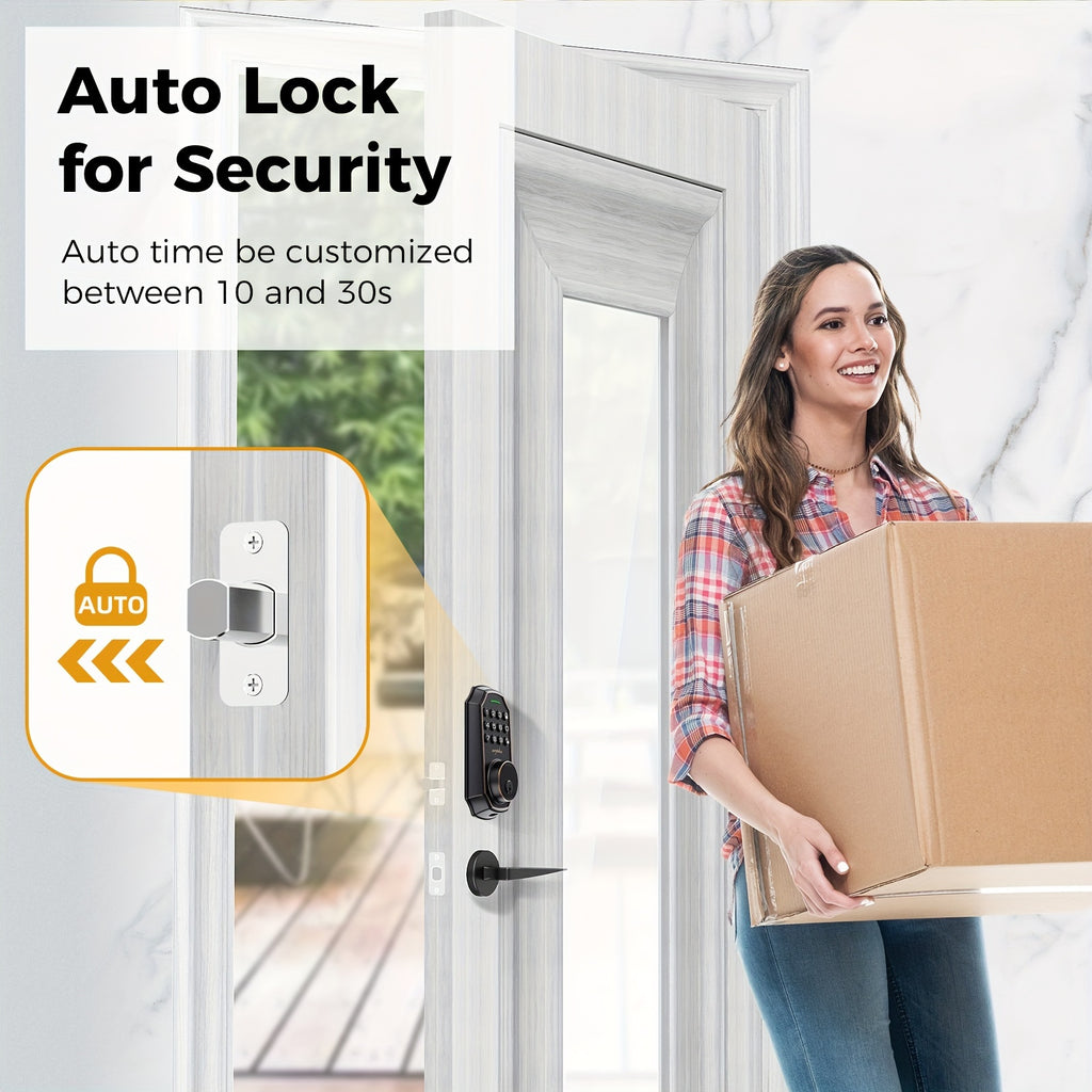 Smart Deadbolt 100-digit Privacy Code Combination, Keyless Entry Door Lock, Auto Locking/unlocking, Available Black and Silvery, Low Battery Alarm, Secure and - product image 11