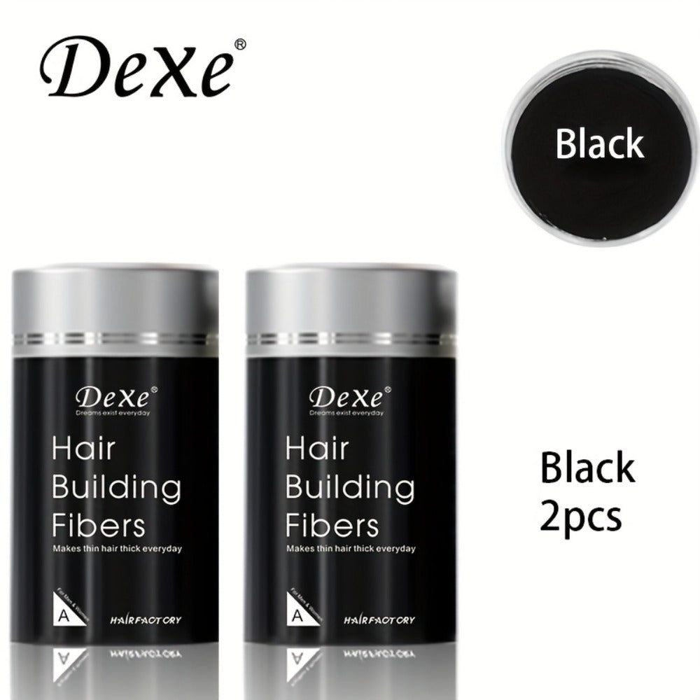 DeXe Hair Fiber Powder 2pcs x 22g — Natural Fine Thickening Fibers for Thinning Hair & Bald Spot Coverage, 1-Second Adhesion, Unisex for Men & Women, Black & Dark Brown - product image 3