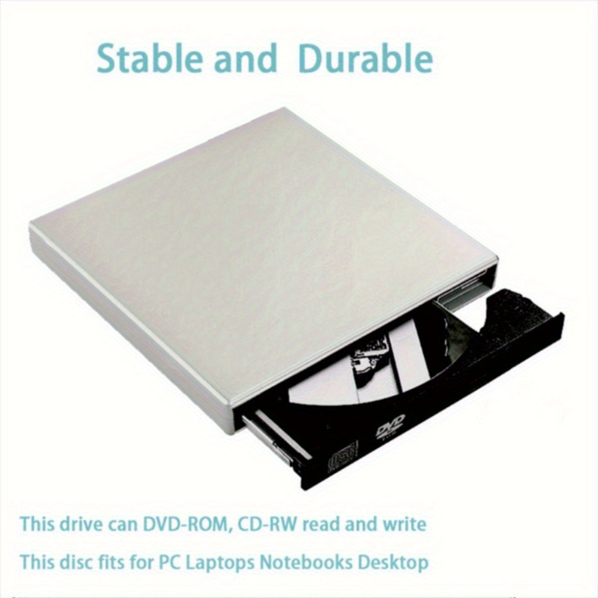 External DVD CD/DVD-ROM CD-RW Player Portable External CD-RW Drive DVD-RW Burner Recorder Player for Laptop Desktop Computer with Storage Bag - product image 4