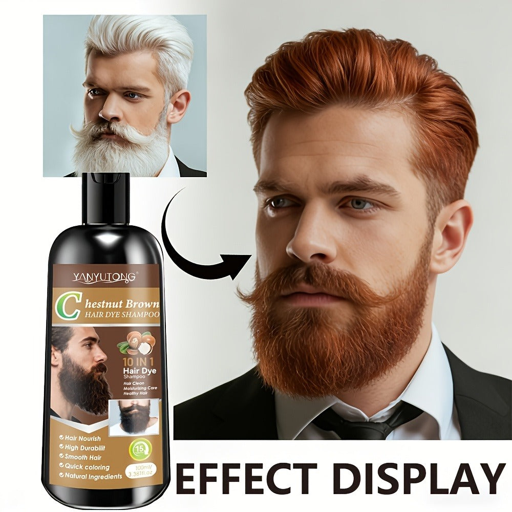 Color Shampoo for Beard & Hair — Natural Plant Dye Formula, Ammonia-Free Quick Gray Coverage, Gentle Scalp-Safe Conditioning Hair Color Shampoo | 3.38oz | Black, Dark Brown & Chest - product image 7