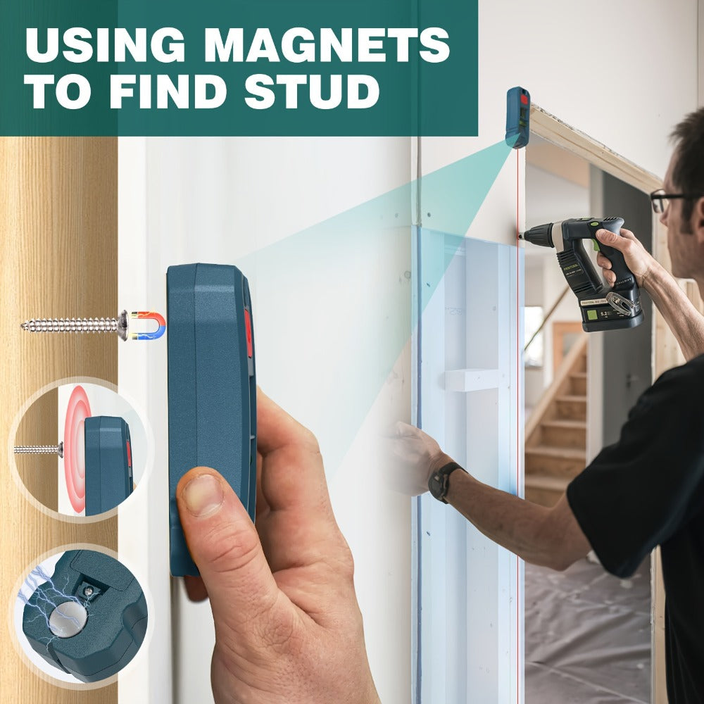 Magnetic Stud Finder with Laser Level – High Brightness Laser Marker, Horizontal & Vertical Bubble Level, Wall Detector for Drywall & Wood, Nail Locator for Hanging Pictures & Home - product image 12