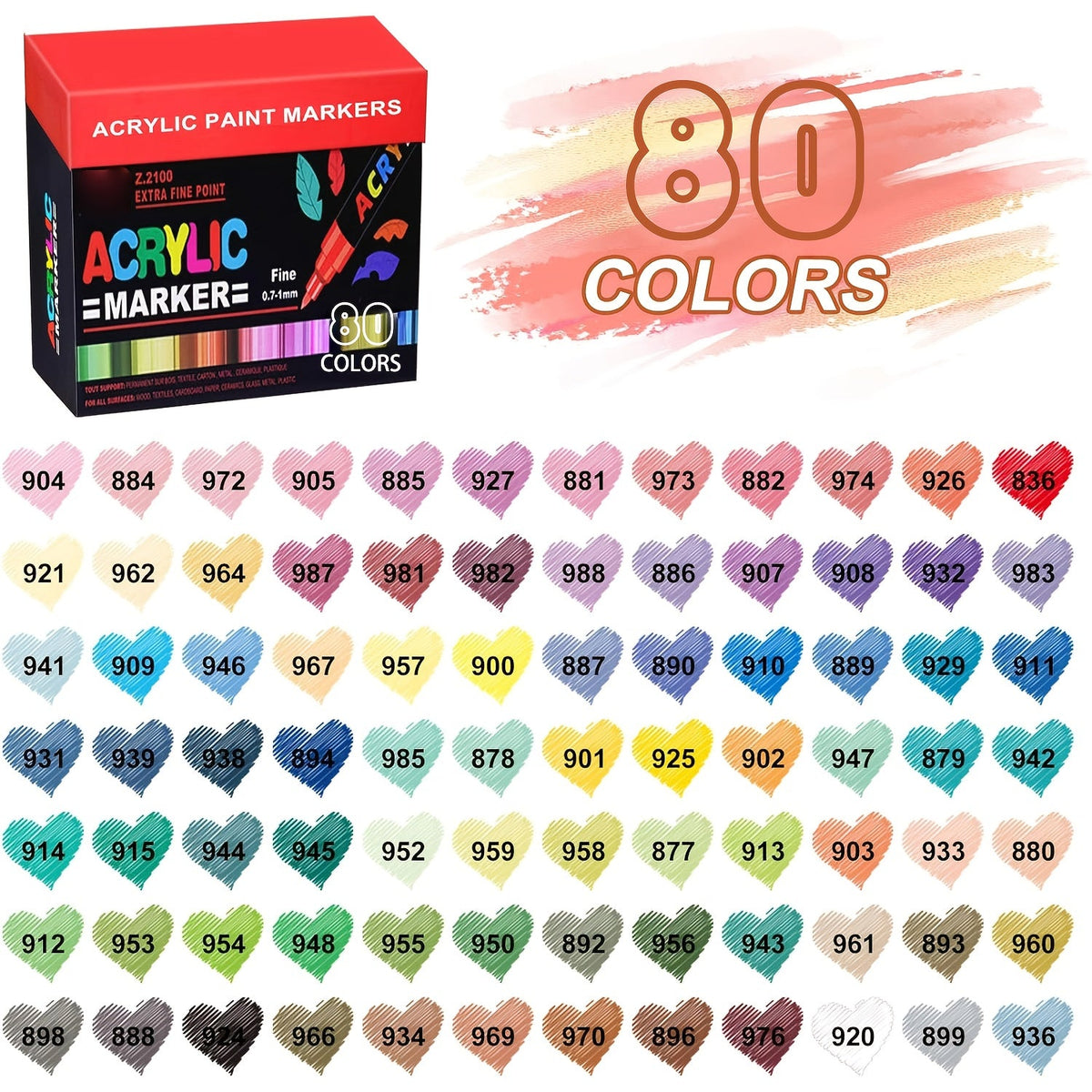 Acrylic Paint Pens Marker Set for Rock Painting Canvas Wood Glass Fabric Ceramic Fine Tip Liquid Acrylic Markers for Artists Adults Kids Available in 12 36 60 80 120 Colors for Everyday Use