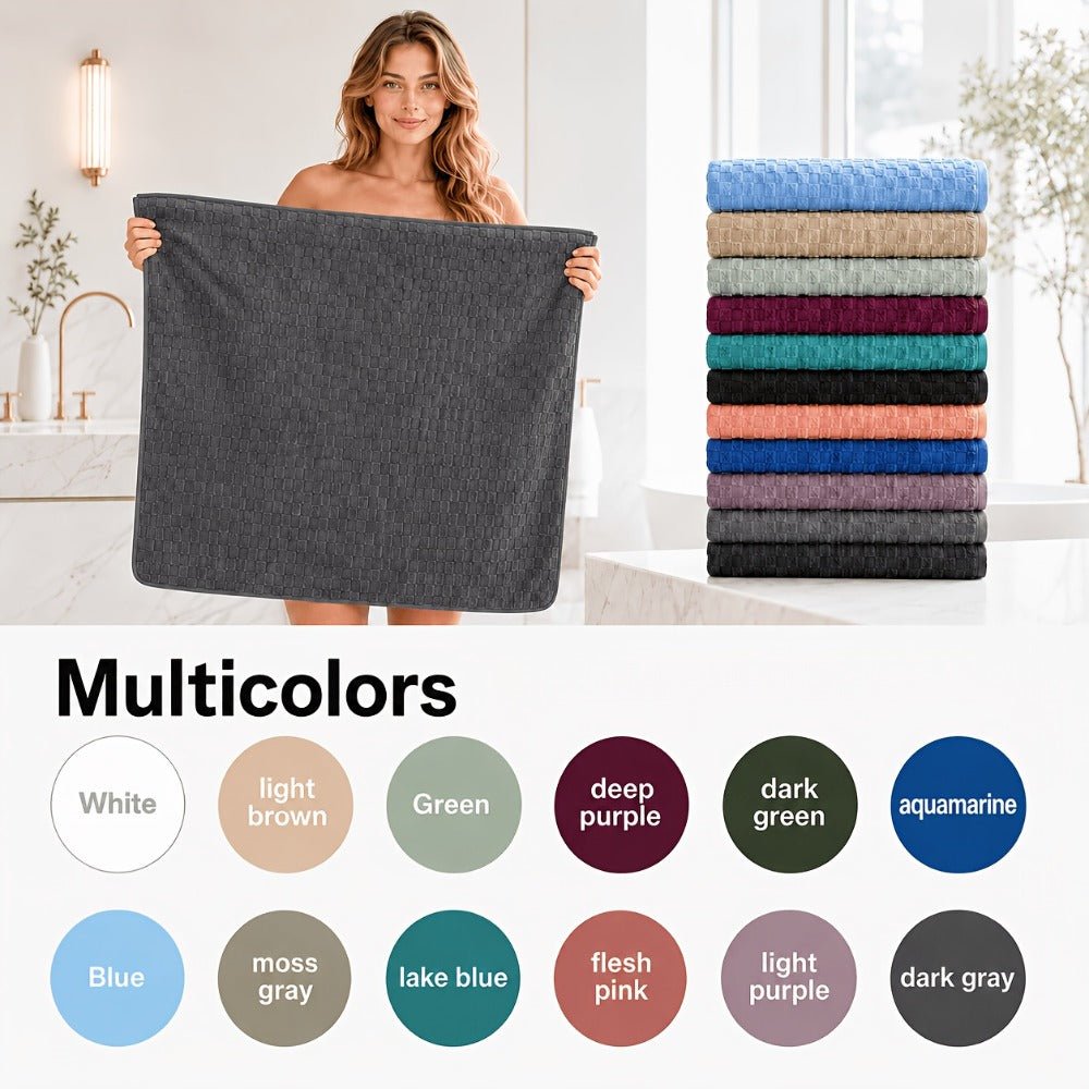 Oversized Bath Towel Set 800GSM 32x64 Inch Extra Large Microfiber - Ultra Soft Quick Dry Striped Spa Grade | Single or 4pcs Random Color | Beige White Light Blue Dark Gray | Modern - product image 14