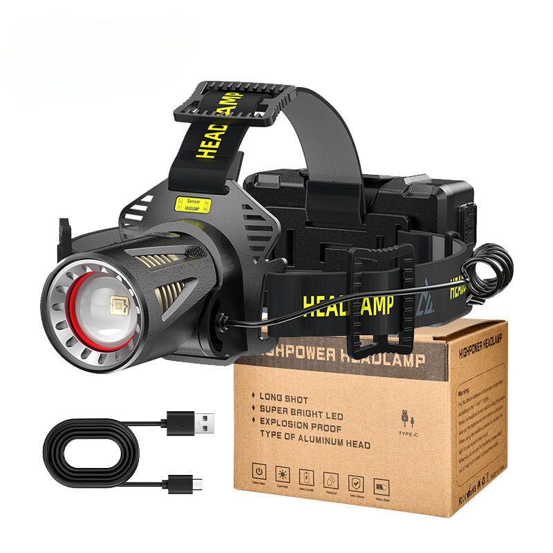 XHP360 Rechargeable Headlamp 3 Modes Sensor 90° Tilt Power Bank Type-C 3x18650 Zoomable Head Torch for Fishing Camping Hiking - product image 4