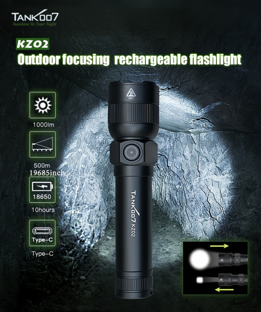 Mini LED Flashlight 18650 Rechargeable Battery | Adjustable Focus & Brightness Zoomable Compact Torch | Textured Grip for Camping Fishing Hiking Outdoor Adventures & Emergency - product image 7