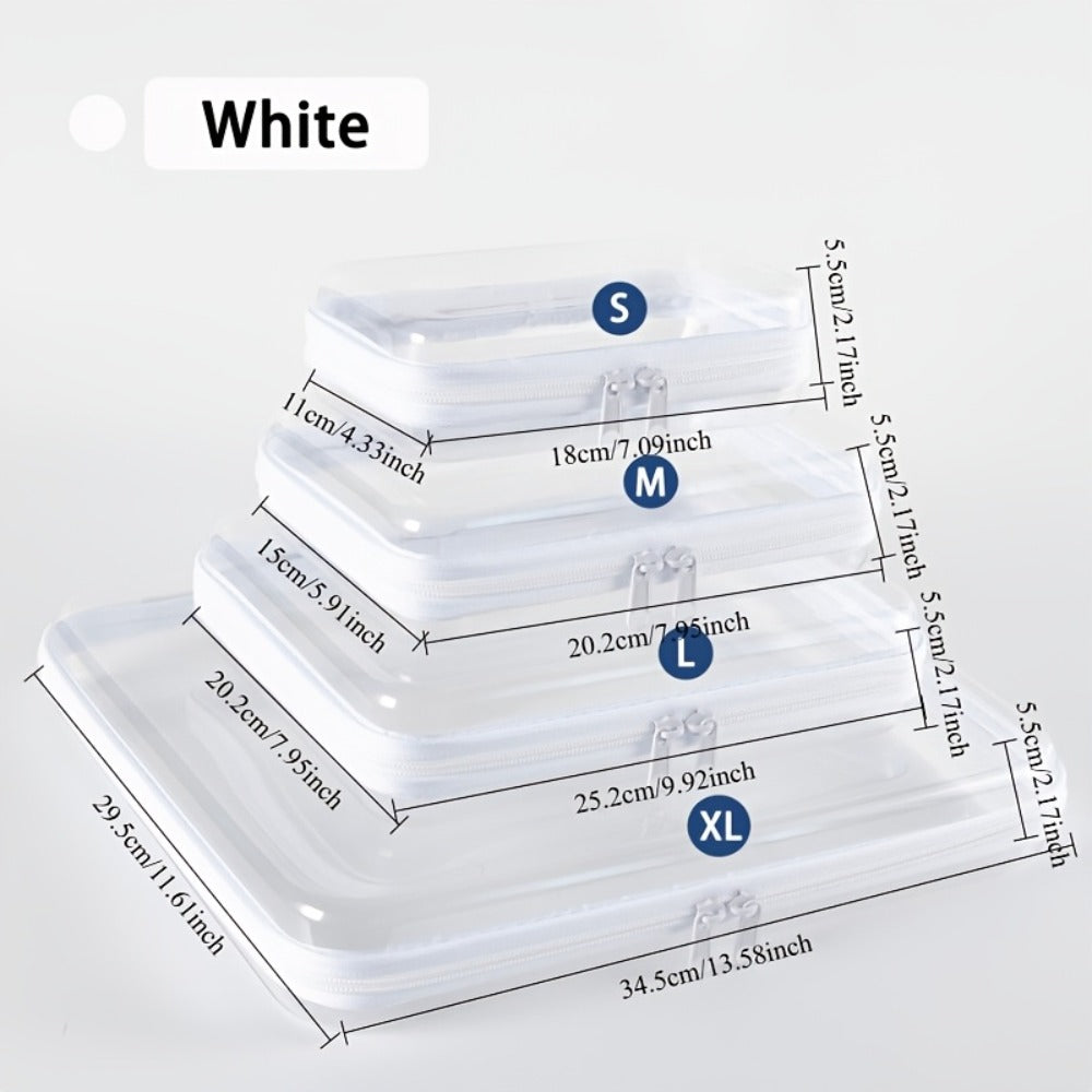 Clear Storage Box Set 4 Pcs Hard Transparent Zipper Organizer Plastic Case S M L XL Makeup Cosmetics Snacks Stationery Kids Toys Multi-Color Purple Blue Pink White - product image 8