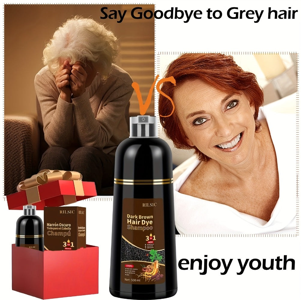 RILSIC 3-in-1 Gray Hair Color Shampoo with Plant Squalene — 100% Gray Coverage Wash & Condition Instant Results, No Mix No Ammonia, 16.91oz / 500ml for Women & Men All Hair Types - product image 26
