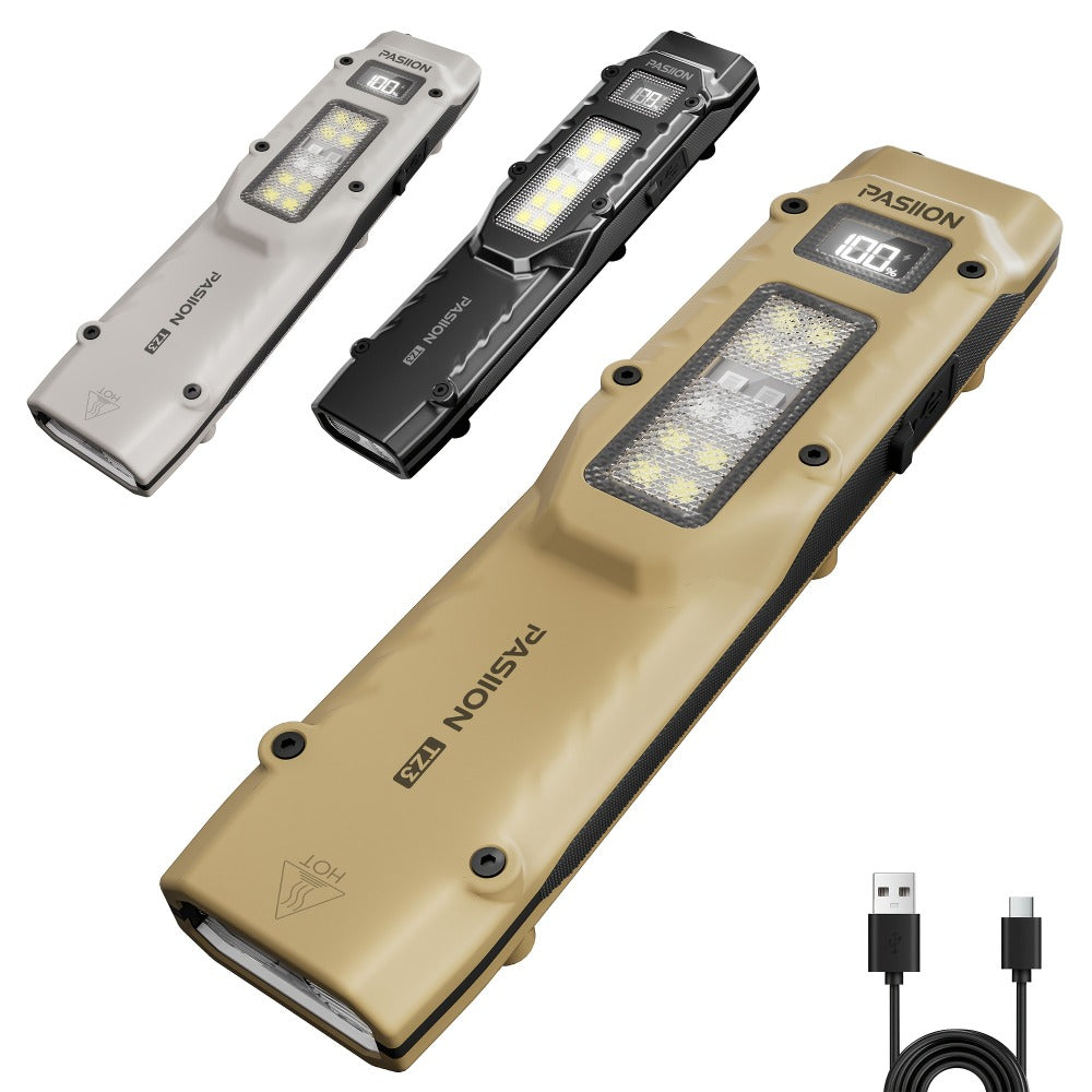 EDC Tactical Flashlight 1500 Lumen USB Rechargeable | Flat Slim Pocket Flashlight High CRI 5 Modes Red Warning Light | Camping Emergency Outdoor Work Gift for Men - product image