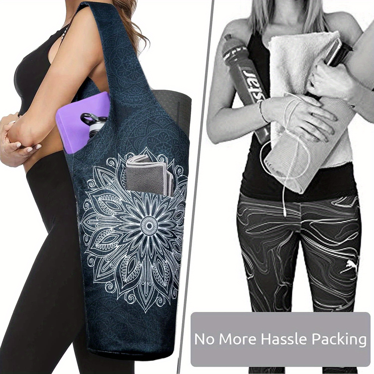 Large Shoulder Carrier with Dual Pockets for Yoga Mat, Block, Strap & Accessories, Fits Most Mat Sizes, Gym & Studio Bag for Women, Cloud Forest & Mandala - product image 8