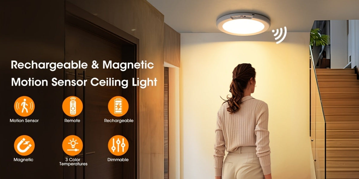 Rechargeable LED Ceiling Light with Motion Sensor – Remote Control Dimmable, 3 Color Temps 3000K/4500K/6500K, 10 Brightness Levels, Battery Operated Closet Light for Bathroom Hallw - product image 18