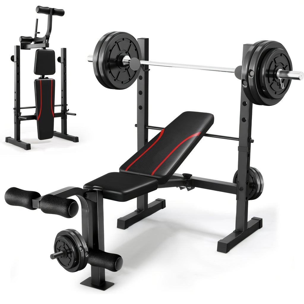 Adjustable Weight Bench Set with Squat Rack | Multi-Function Home Gym Full Body Strength Training Equipment | Collapsible Workout Bench Press with Leg - product image 3