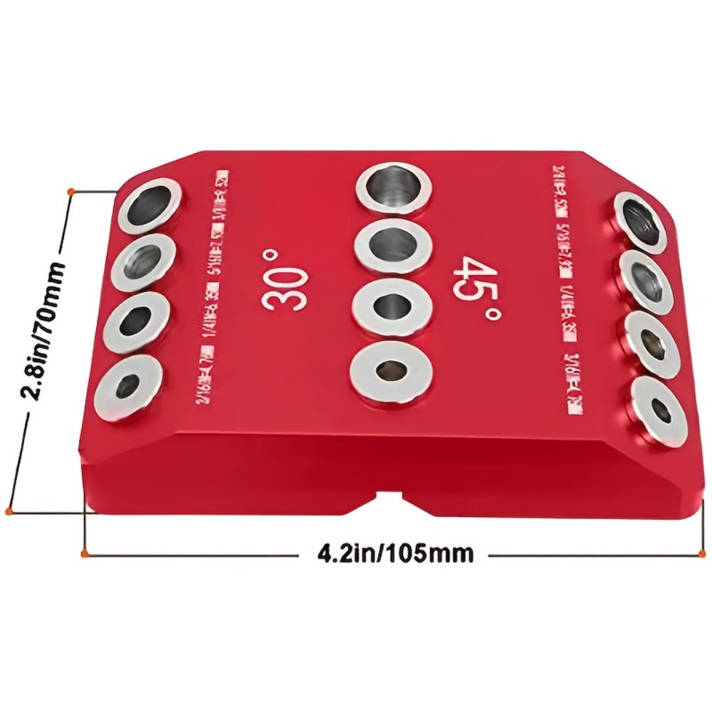 Multi-Angle Drill Guide Jig 30 45 90 Degree All-Metal for Cable Railing Lag Screw Installation Deck Stair Handrail Post Hole Drilling Precise Railing Setup Tool Red - product image 3