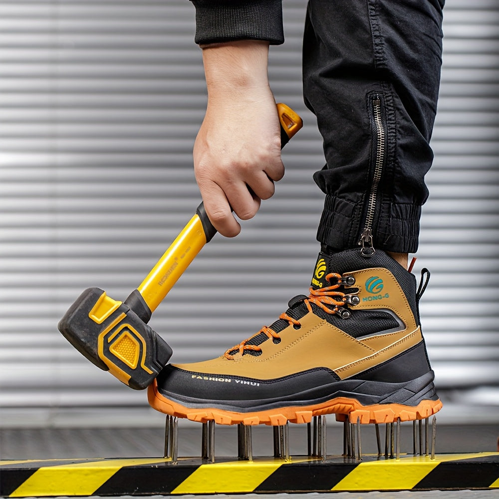 Men's Work Safety Boots - High Top Design, Steel Toe Protection - Anti Smash, Anti Puncture, Anti Slip and Wear-resistant Rubber Sole - Suitable for - product image 2