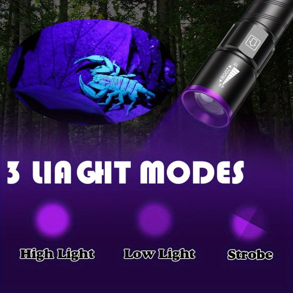 UV Blacklight 2 Pack Rechargeable Portable | Adjustable Brightness & Zoom Ultraviolet Lamp | Scorpion Detection Pet Urine Stain Finder Nail Polish Resin Curing Fluorescent - product image 9