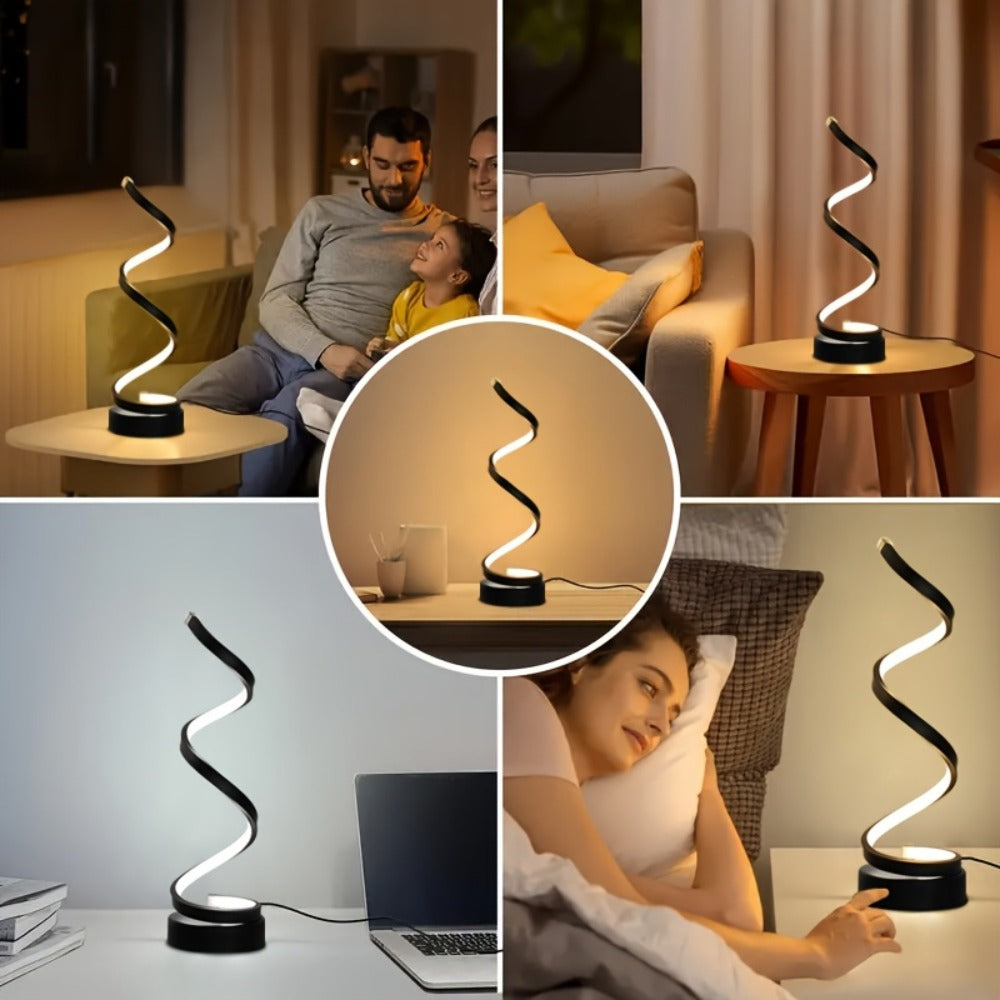 Dimmable Spiral Table Lamp with Touch Control & USB-C Charging Port, 3-Way Brightness Bedside Nightstand Lamp, Modern Minimalist LED Desk Lamp for Bedroom Living Room, Black & Whit - product image 12