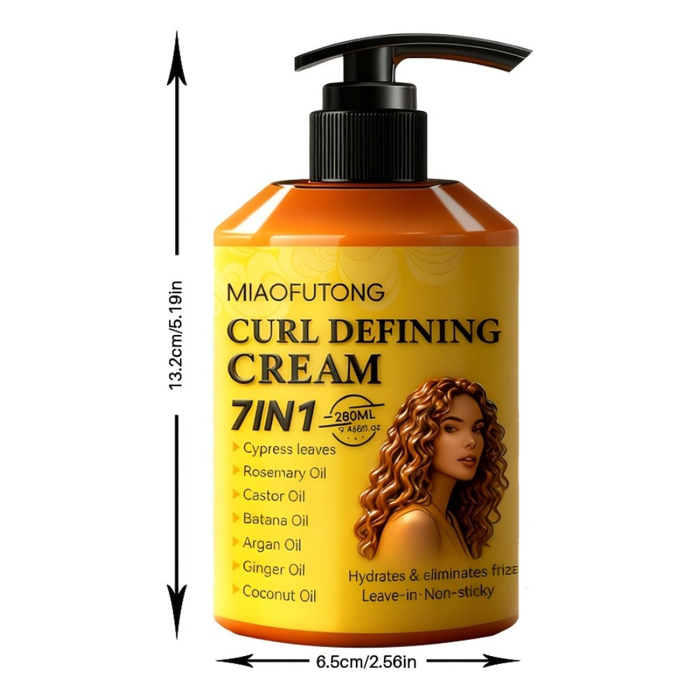 7-in-1 Botanical Curl Cream 280ml – Deep Moisture Curl Defining Cream with Argan, Rosemary, Castor & Coconut Oil, Anti-Frizz Long-Lasting Volume for Wavy Curly Coily Hair - product image 4