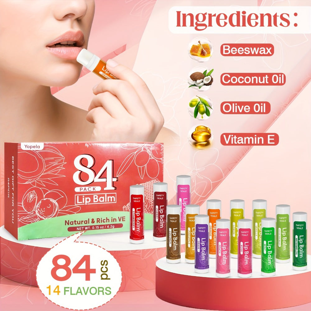 Bulk Lip Balm Set 84 Pcs 14 Assorted Flavors Moisturizing Mini Lipstick Natural Luster Finish – Party Favors for Wedding Bridesmaids Graduation Baby Shower Birthday Events Gift - product image 5