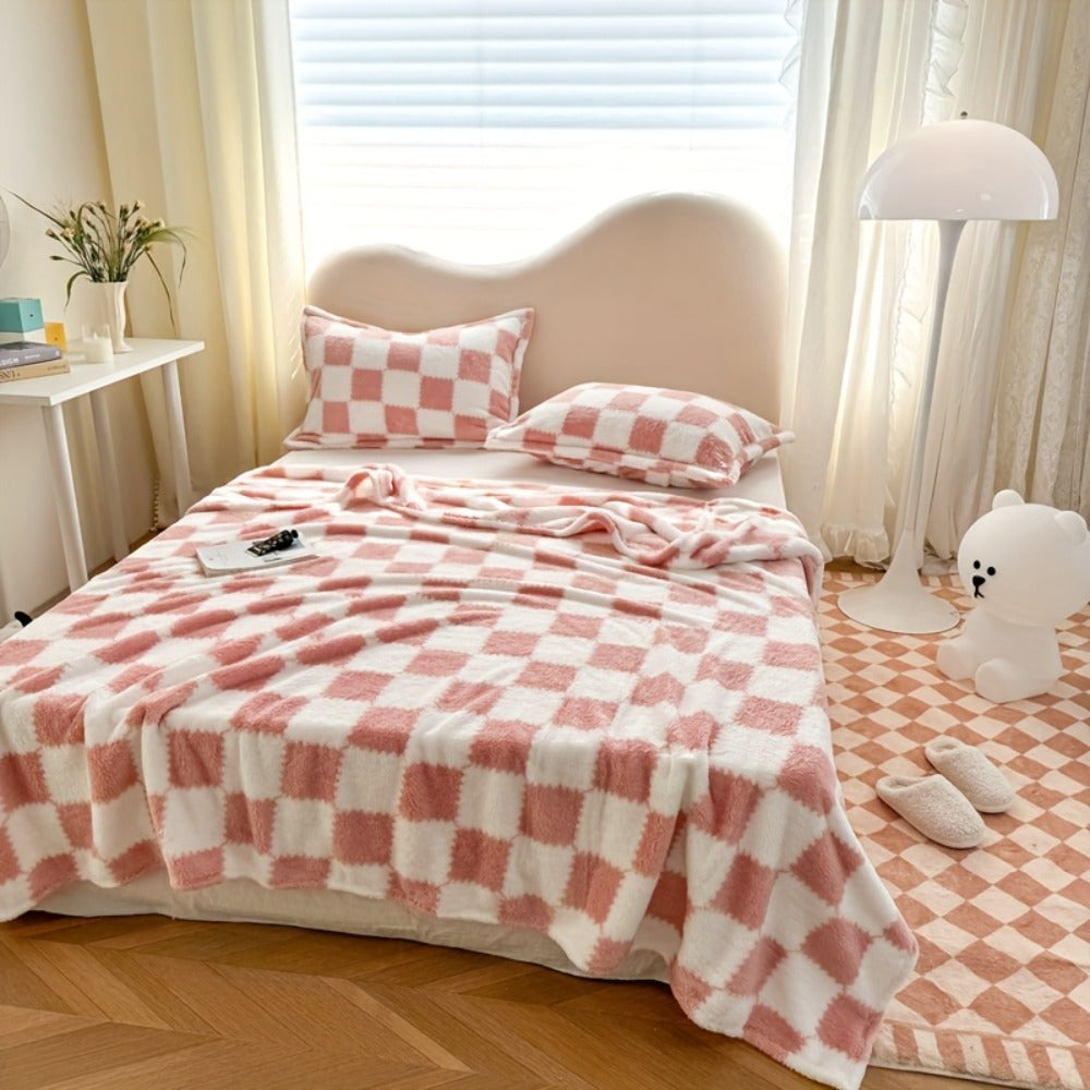 French Plaid Double-Sided Flannel Blanket – Soft Panda & Grid Pattern Throw for Sofa, Bed & Travel, Machine Washable, 6 Designs, 4 Sizes - product image 18