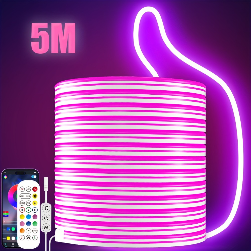LED Neon Rope Light IP65 Waterproof – RGB Color Changing Light Strip, App & Remote Control, Music Sync, Silicone Neon Light for Bedroom, Gaming Room, Indoor & Outdoor Decoration (3 - product image 11