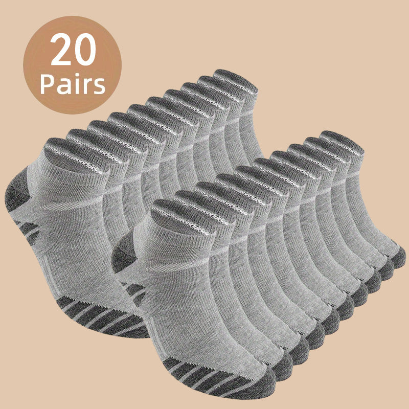 20 Pairs Of Men's Anti Odor & Sweat Absorption Low Cut Socks, Comfy & Breathable Socks, for Daily & Outdoor Wearing, All Seasons Wearing - product image 3