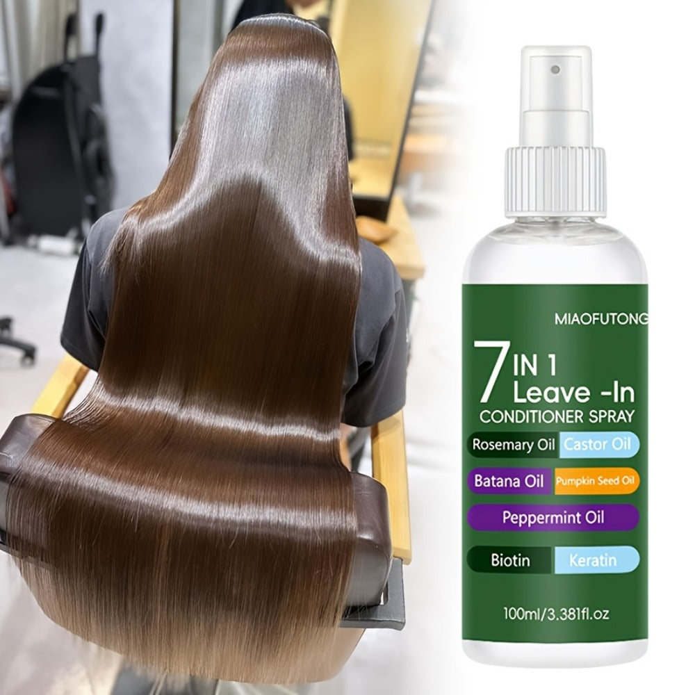 Leave-In Conditioning Spray 7-in-1 Argan Oil Rosemary Biotin Keratin Collagen - Heat Protectant Anti Frizz Treatment for Dry Damaged Thinning Hair Women Men All Hair Types 100ml - product image 6