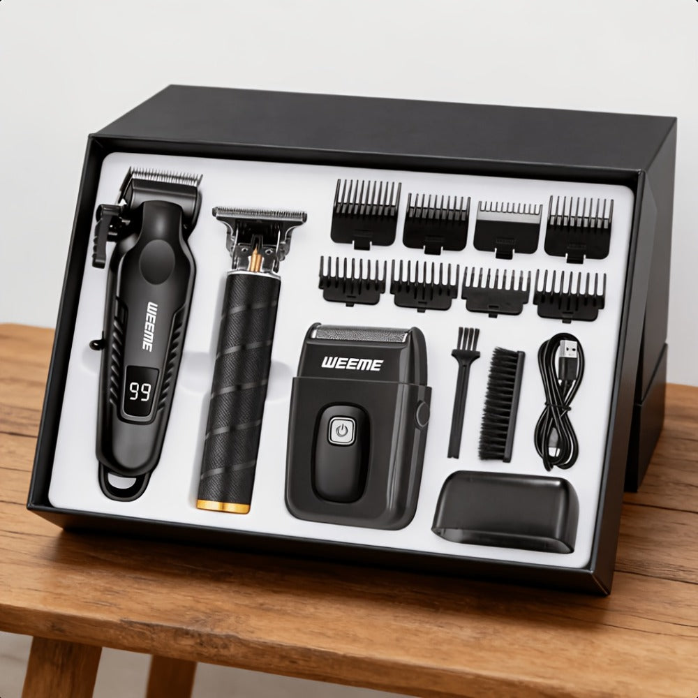 Men's Professional Grooming Kit – Cordless Rotary Shaver & T-Blade Trimmer, Type-C Charging, 6 Adjustable Combs, Non-Slip Beard Shaper for Travel & Family Haircut - product image 3