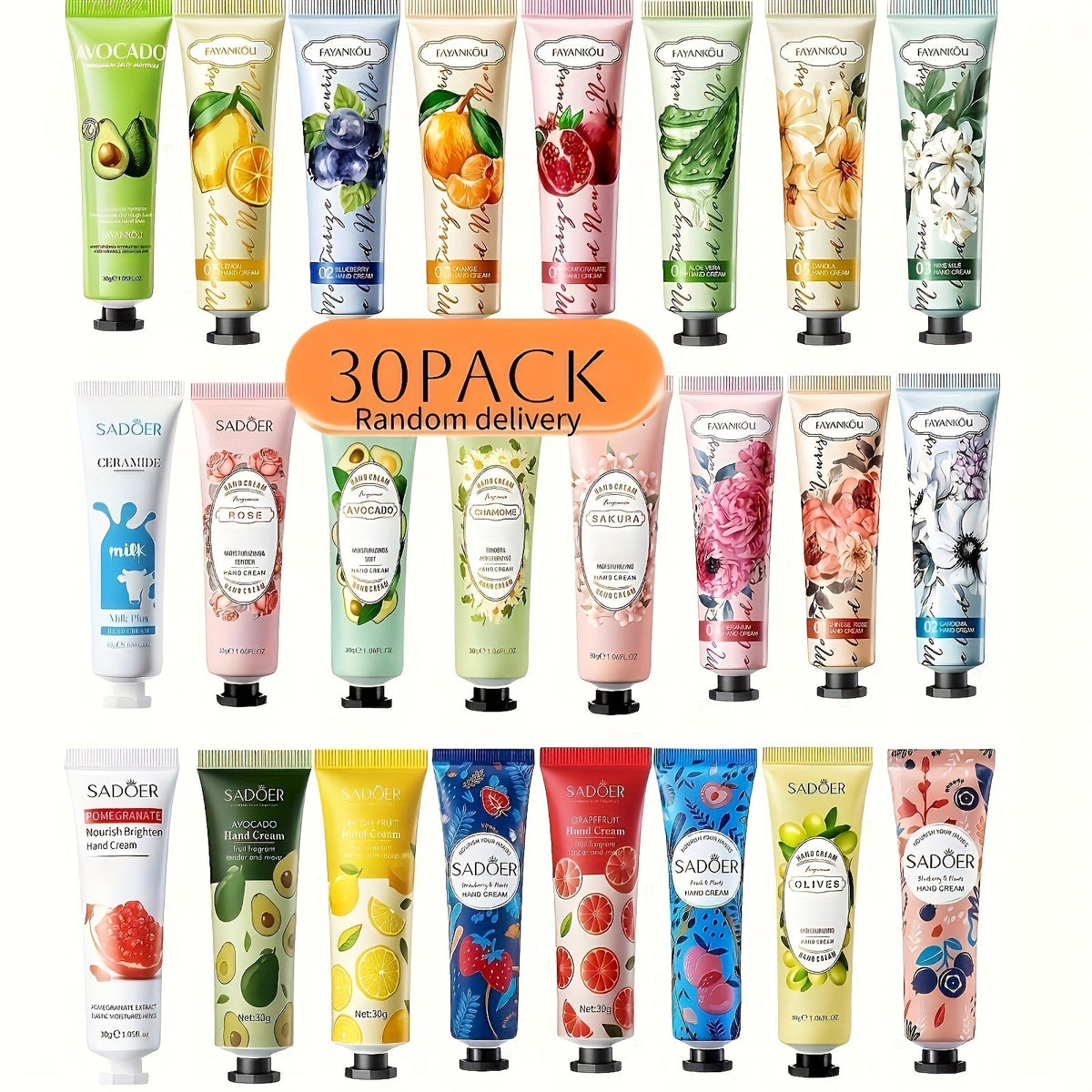Wedding Favor Hand Cream Set 30pcs — Sadoer Travel Size Mini Moisturizing Lotion with Lactic Acid & Glycerin, Plant Scented Bulk Gift for Dry Cracked Hands Bridal Shower Party Favo - product image 9
