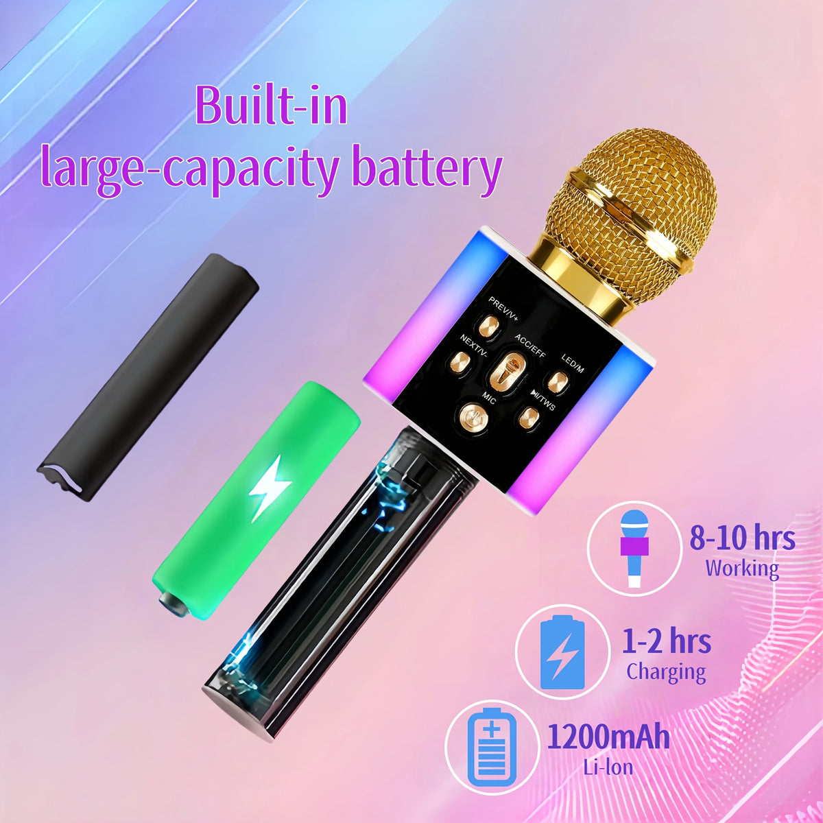 Wireless Karaoke Microphone Speaker with LED Lights and Fun Voice Changer - Portable Singing Mic, Perfect for Holiday Parties, Christmas Family Gatherings, New - product image 37