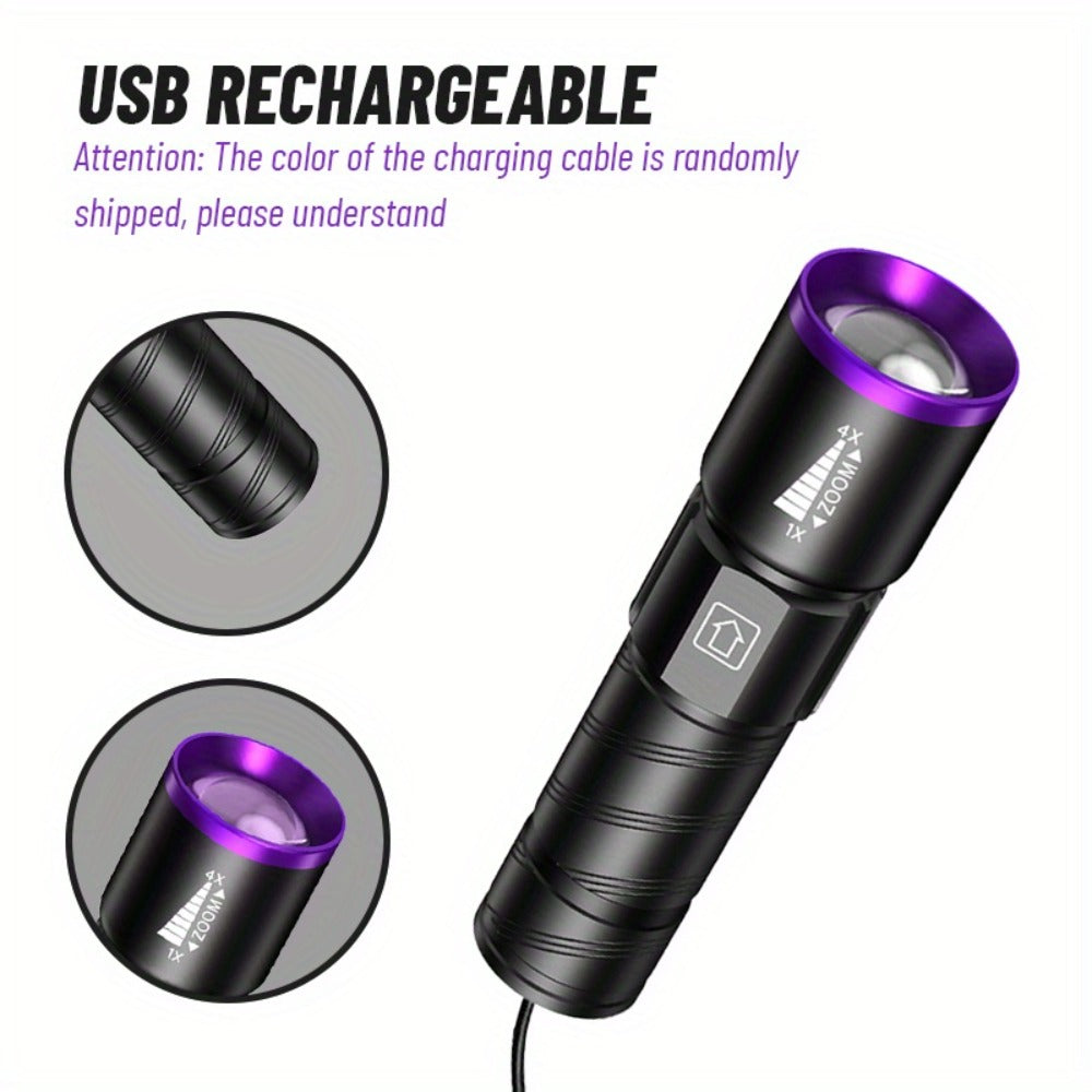 UV Blacklight 2 Pack Rechargeable Portable | Adjustable Brightness & Zoom Ultraviolet Lamp | Scorpion Detection Pet Urine Stain Finder Nail Polish Resin Curing Fluorescent - product image 11