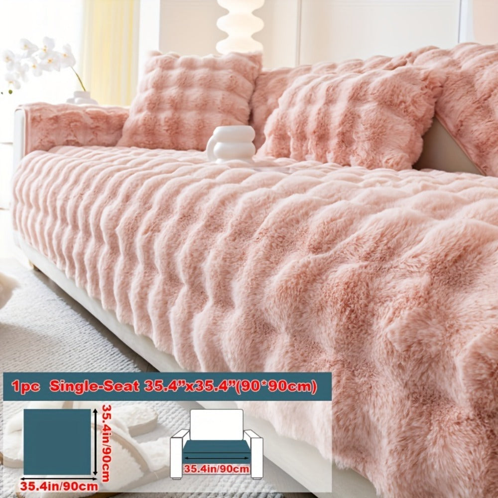Faux Rabbit Plush Sofa Cover Winter Warm Thickened Anti-Slip Pet Friendly Cushion Protector for Living Room Bedroom Office 1 2 3 4 Seater - product image 33