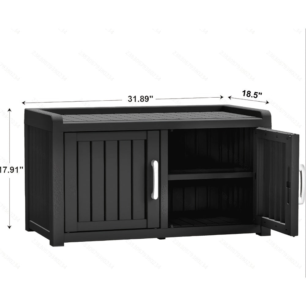 Shoe Storage Bench with Hidden Cabinet Entryway Bench All-Weather Resin Indoor Outdoor Porch Patio Mudroom Hallway Organizer - product image 10