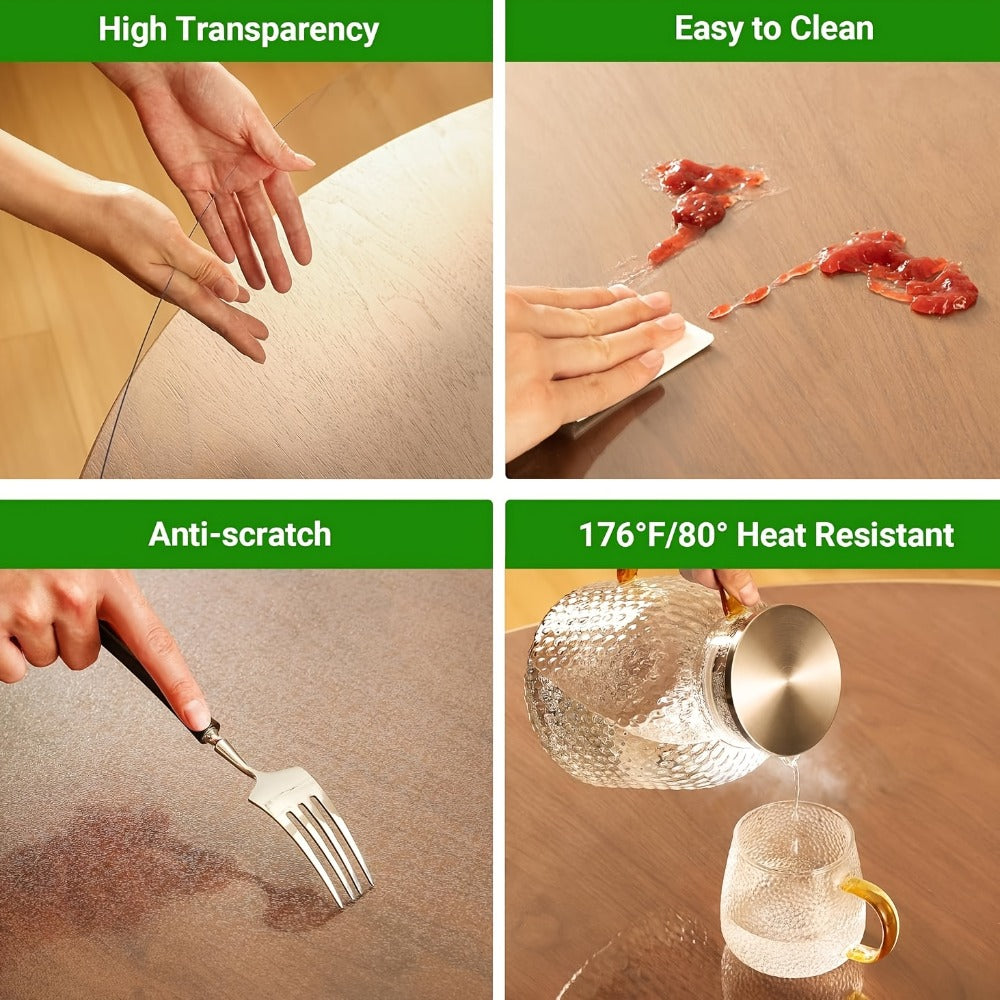 Round Clear PVC Table Cover Protector – 1.5mm Thick Vinyl Tablecloth Pad, Waterproof, Heat-Resistant, Easy to Clean, for Dining & Coffee Tables - product image 7