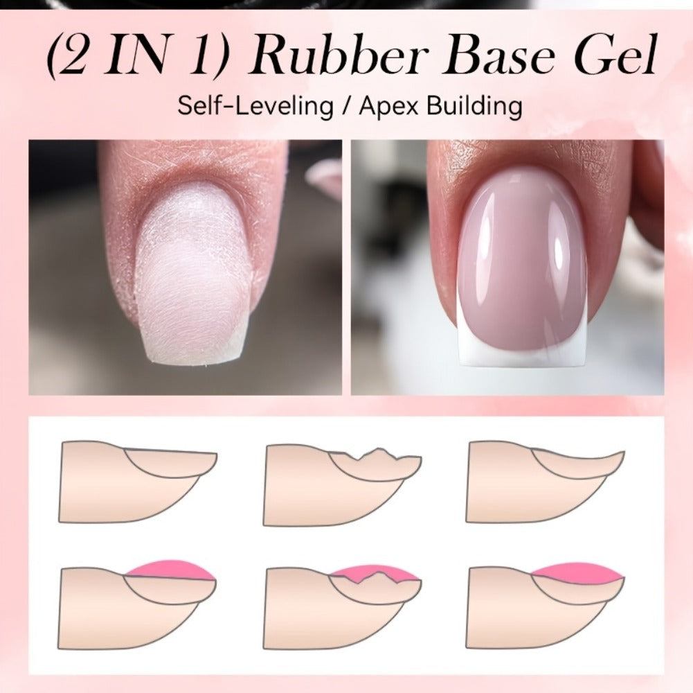 Rubber Base Gel Polish Set 6pcs Nude Pink 2-in-1 Builder Base Coat – Self-Leveling Soak Off UV LED Semi-Permanent Long-Lasting Gel Manicure Kit 0.24oz Each for DIY & Salon Nail Art - product image 19