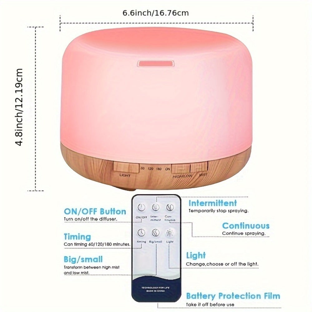 Essential Oil Diffuser 500ml with 10 Essential Oils 7 Color LED Aromatherapy Diffuser Humidifier Remote Control 4 Timer Settings Auto Shut-Off Ultra-Quiet for Home Office Bedroom L - product image 3