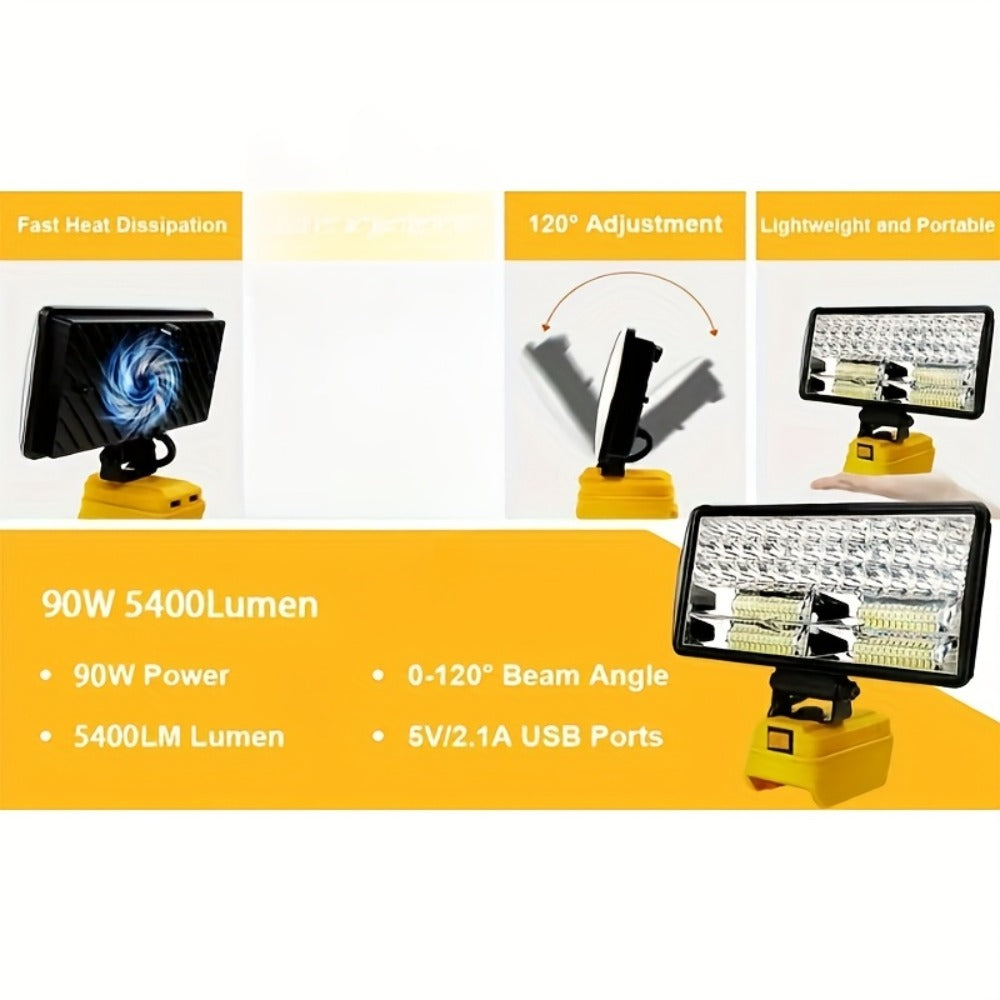 Cordless LED Work Light for DeWalt 20V Battery – 30W/90W 1800/5400 Lumen LED Floodlight | Battery Powered Work Light for Automotive Repair, Construction Site & Emergency Lighting | - product image 7