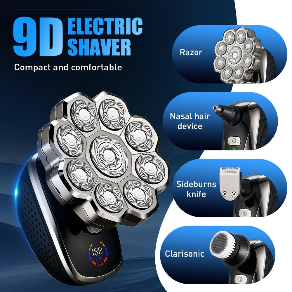 Bald Head Shaver for Men 5-in-1 Electric Razor Wet Dry with 7D 9D Floating Head Detachable Magnetic Blades Cordless Rechargeable Grooming Kit Gift for Dad Father - product image 2