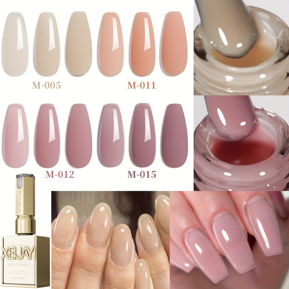 Jelly Gel Nail Polish Set 4pcs Nude Icy Translucent - Semi-Permanent LED Cured Long Lasting Glossy DIY Home Manicure Nail Art Kit 0.51oz - product image 3