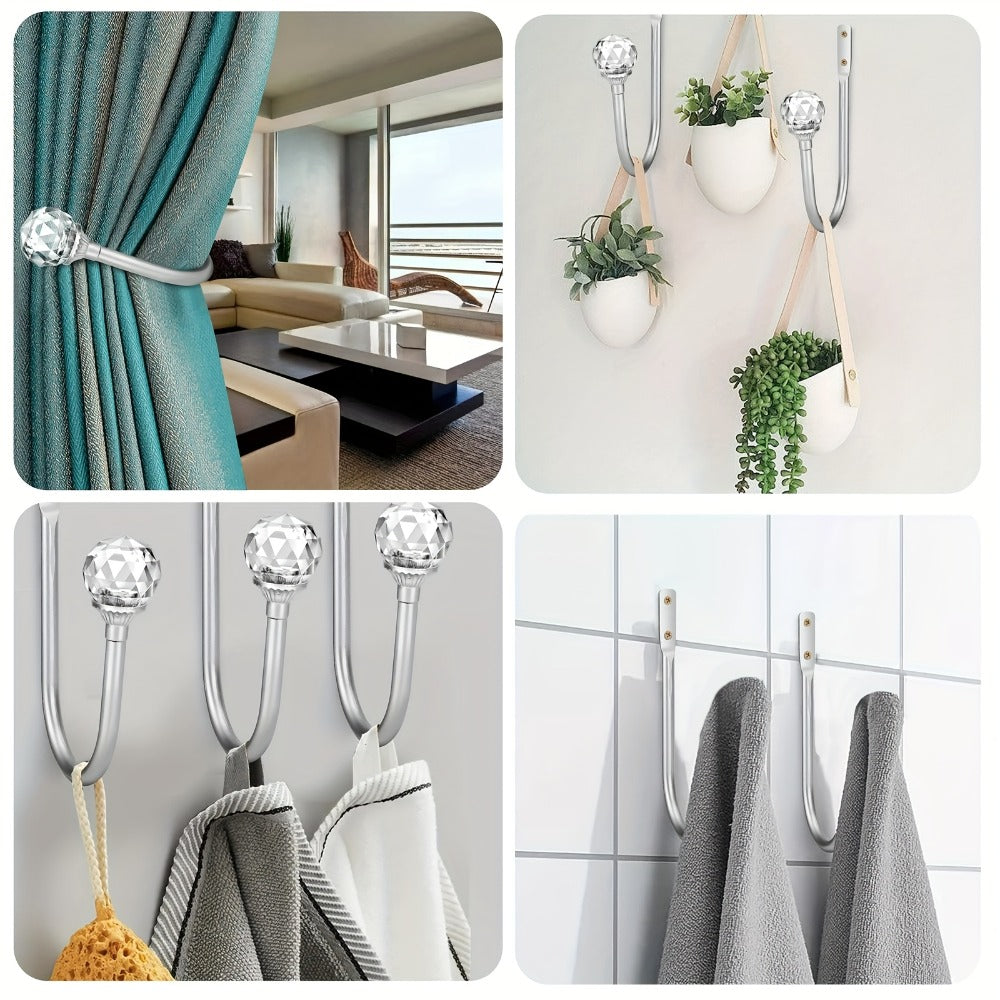 Crystal Curtain Holdbacks Wall Mounted 2-Pack Heavy Duty Metal Drapery Tieback Hooks Home Office Decor - product image 2