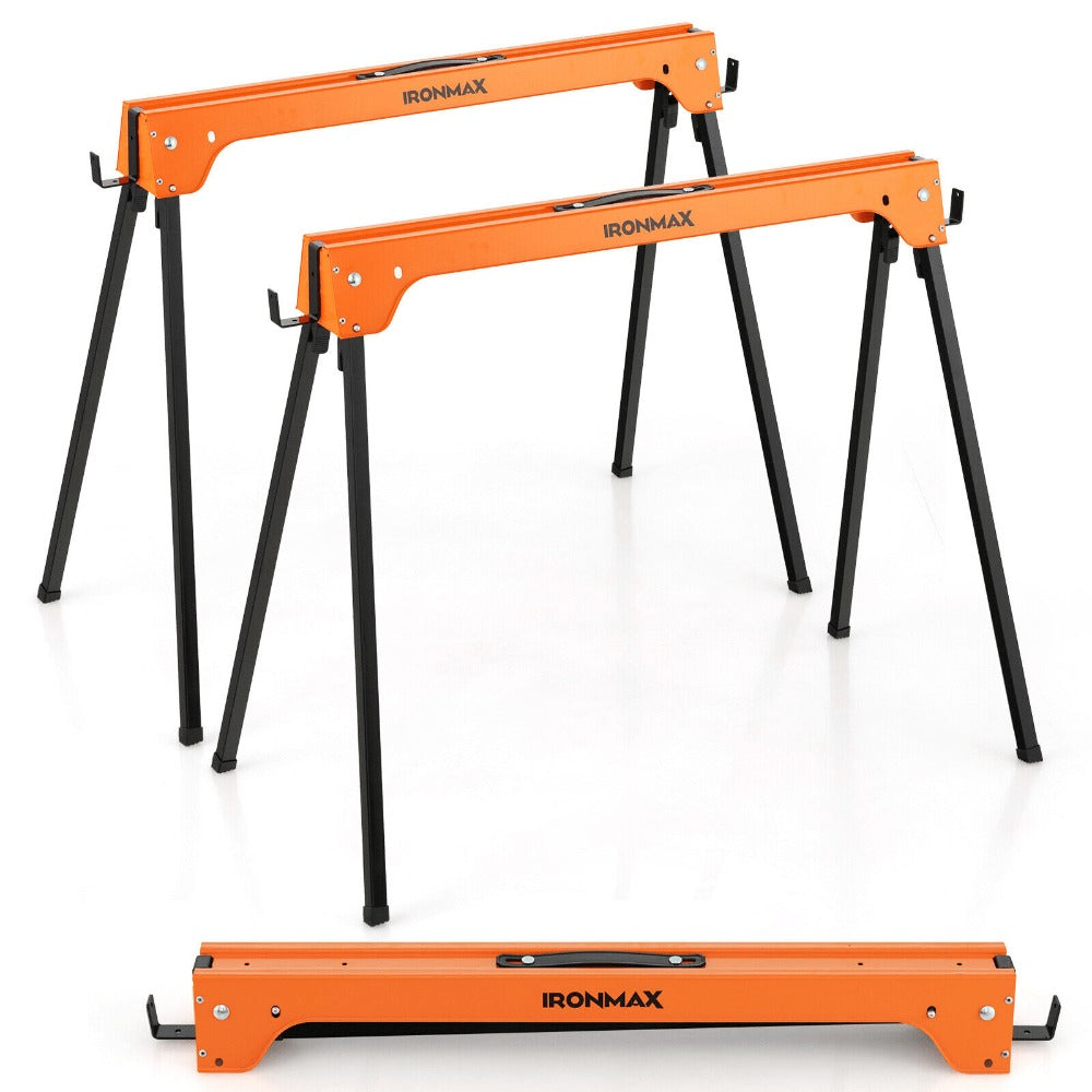 IRONMAX Folding Sawhorse 2 Pack Heavy Duty 1322 lbs Capacity Portable Collapsible Work Support Horses with Metal Frame Anti-Slip Pads - product image 3