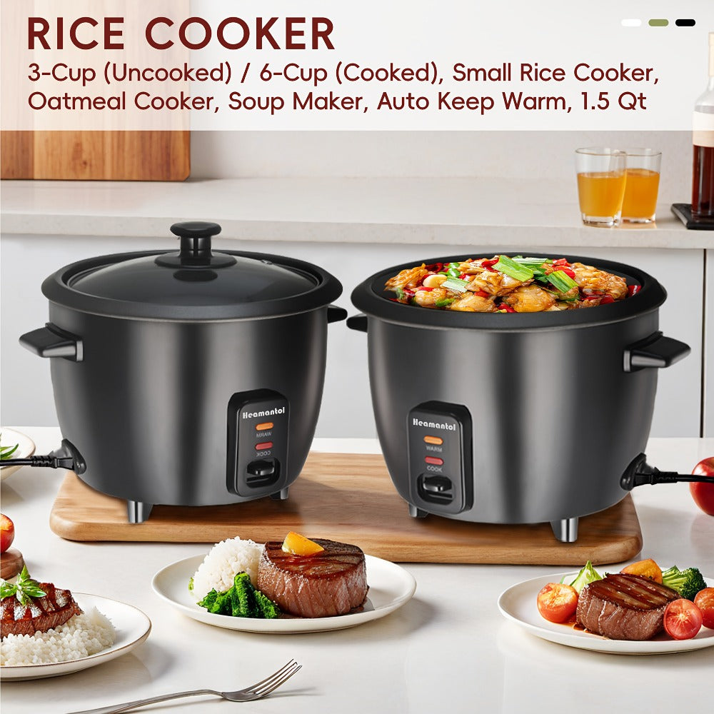 Rice Cooker & Yogurt Maker 3-Cup Nonstick – 1.5Qt Multicooker with Auto Keep Warm, One-Touch Operation, Stainless Steel Inner Liner & Steamer for Grain, Oatmeal & More - product image 8