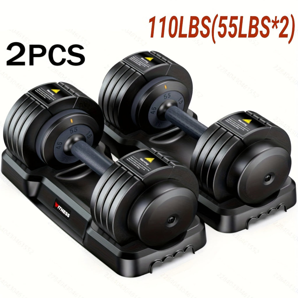 Adjustable Dumbbell Set of 2 | 5-in-1 Quick-Adjust Weight Set 25LB or 55LB Per Pair, Anti-Slip Handle, Dumbbell Barbell Kettlebell Push-Up Home Gym Workout Equipment for Men & Women